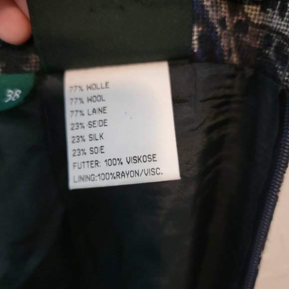 Silk Wool Geiger Collection Skirt Slit Blue Paisley Floral Maxi Design Sz 38 - Picture 5 of 7